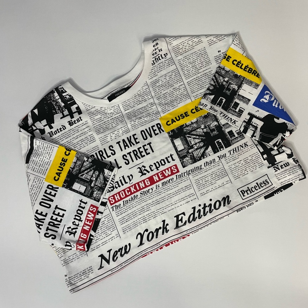 Forever 21 Newspaper Crop Top